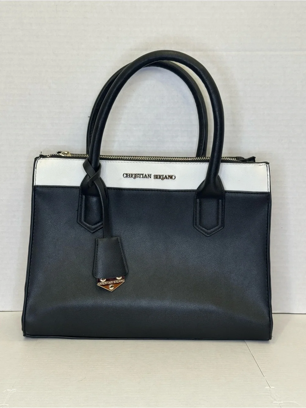 Christian Siriano Black and White Two-Tone Satchel
